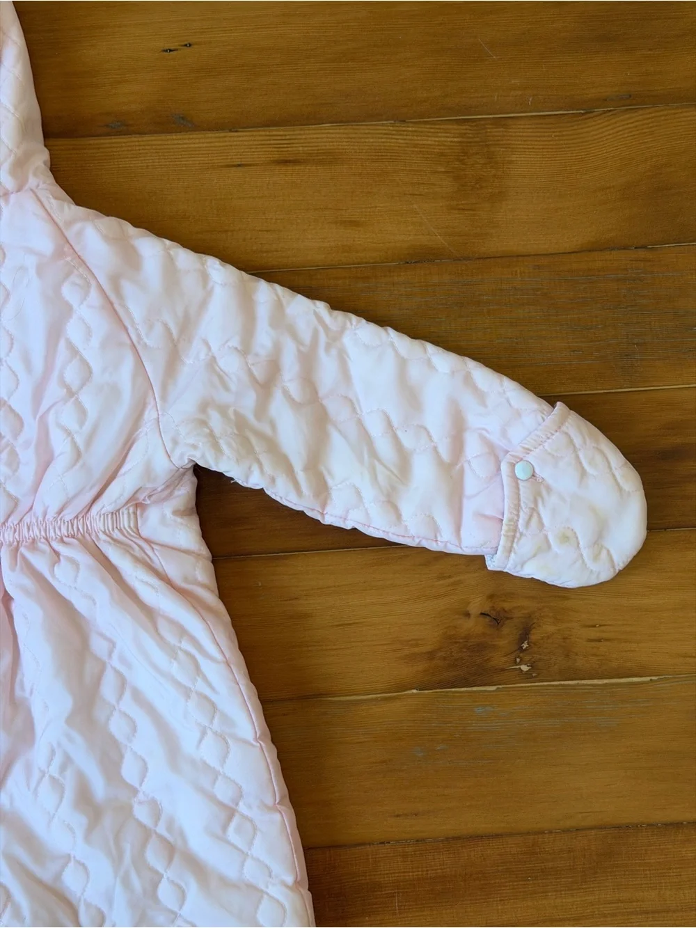 Vintage Cradlecraft Quilted Hooded Baby Snowsuit in Light Pink Size L